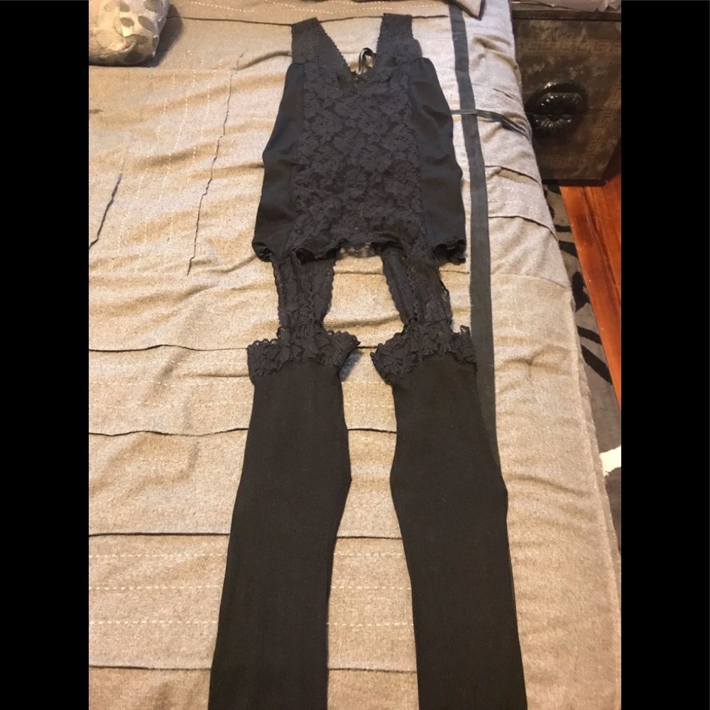 One piece black lace lingerie body suit size 2X